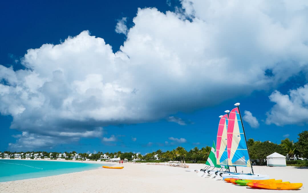 Catamarans at beautiful Caribbean beach